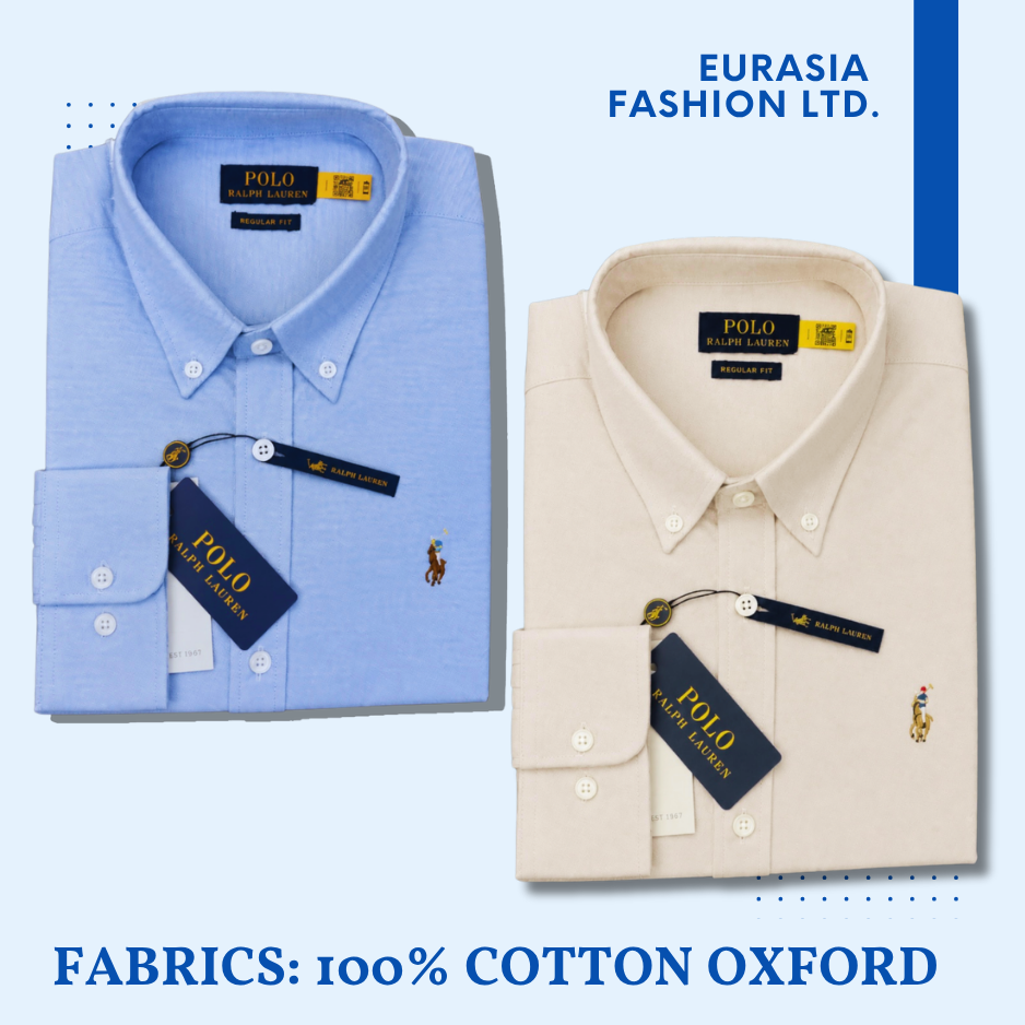 2 Pes Combo - Regular Fit Garment-Dyed Oxford Shirt- Sky Blue / Beige