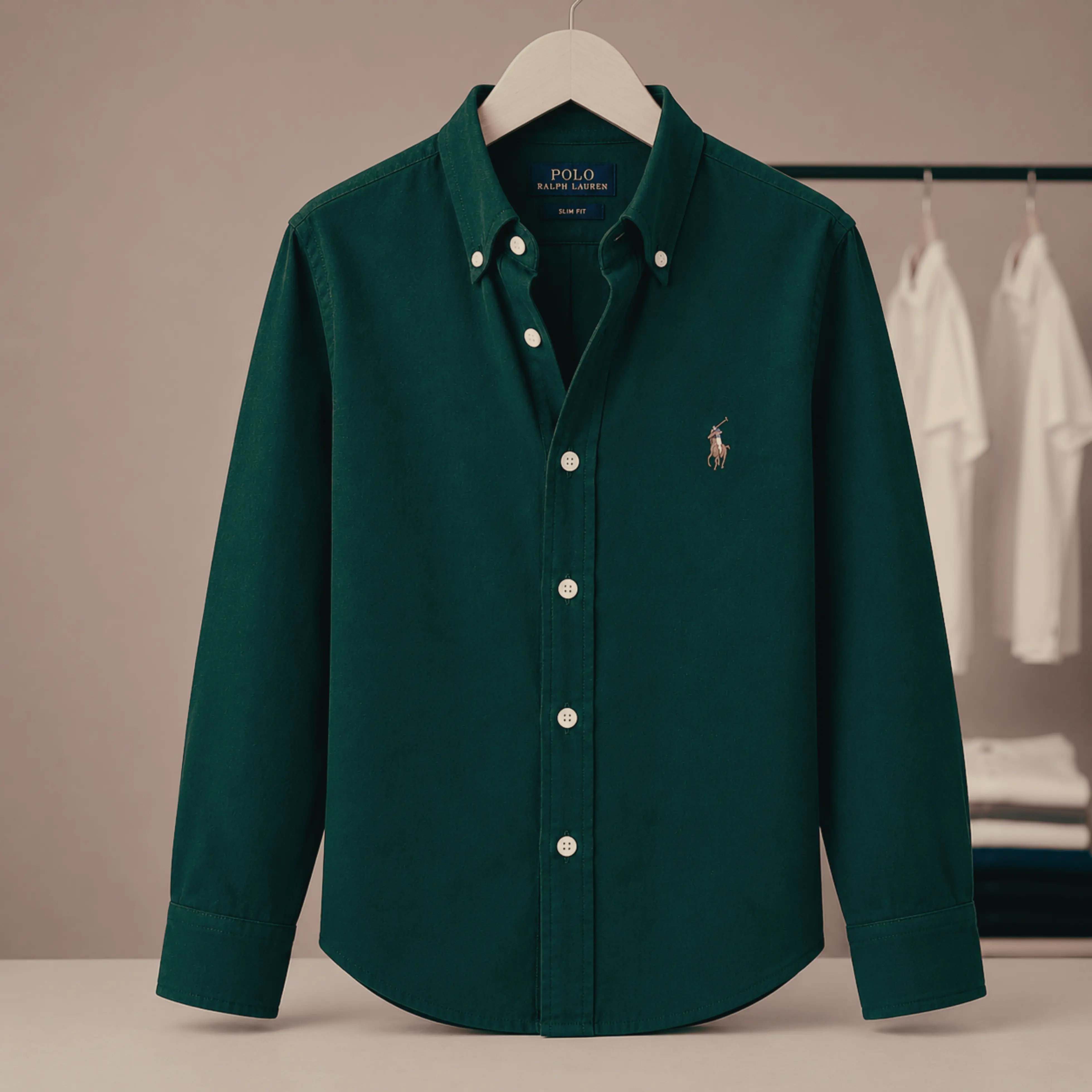 Regular Fit Garment-Dyed Oxford Shirt-Green