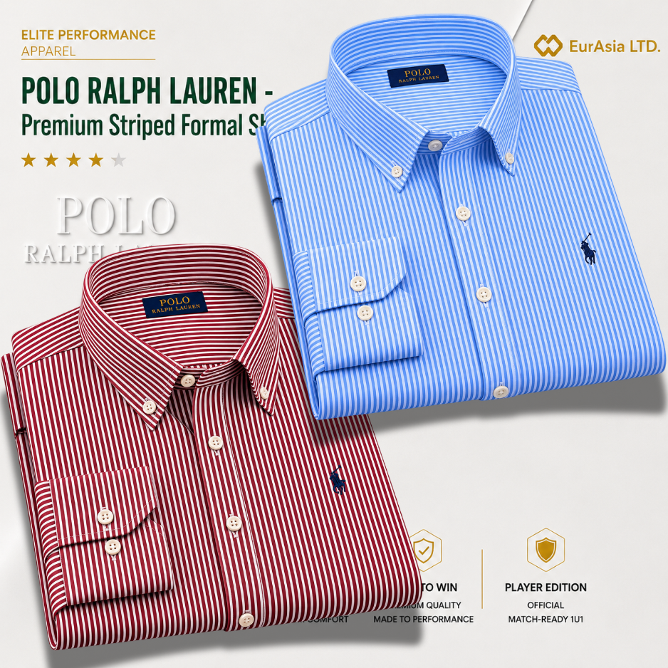 2 Pes Combo-Custom Fit Striped Stretch Poplin Shirt (Colour: Light Wine/Blue)
