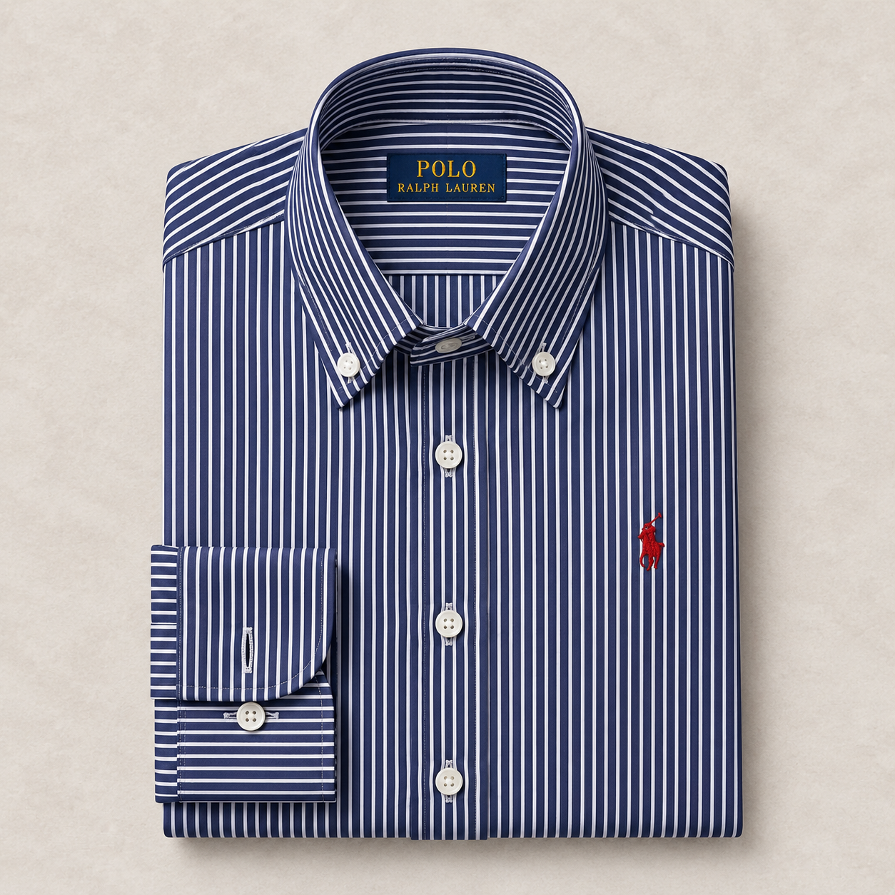 Custom Fit Striped Stretch Poplin Shirt (Colour: Newport Navy/White)