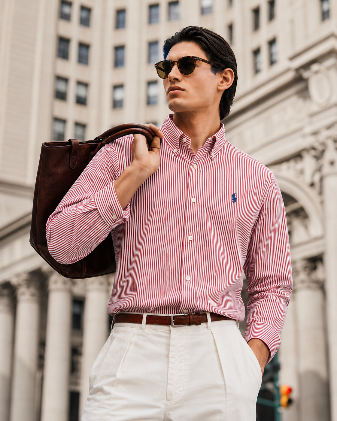 Custom Fit Striped Stretch Poplin Shirt (Colour: Wine White)