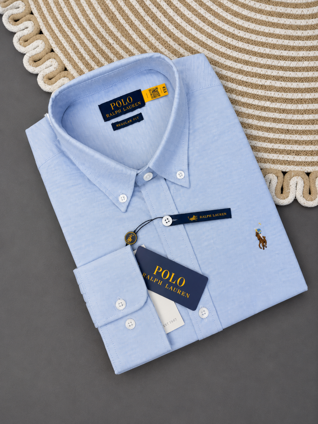 Regular Fit Garment-Dyed Oxford Shirt-Sky Blue