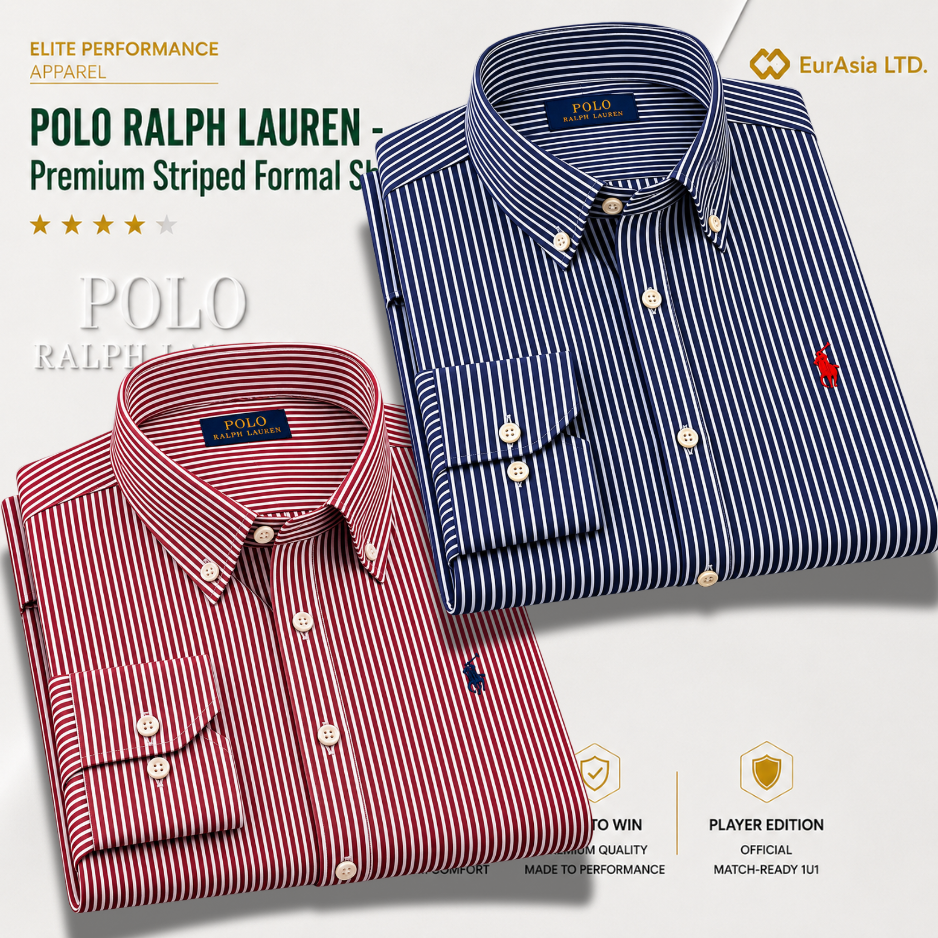 2 Pes Combo- Custom Fit Striped Stretch Poplin Shirt (Colour Wine:/ Navy)