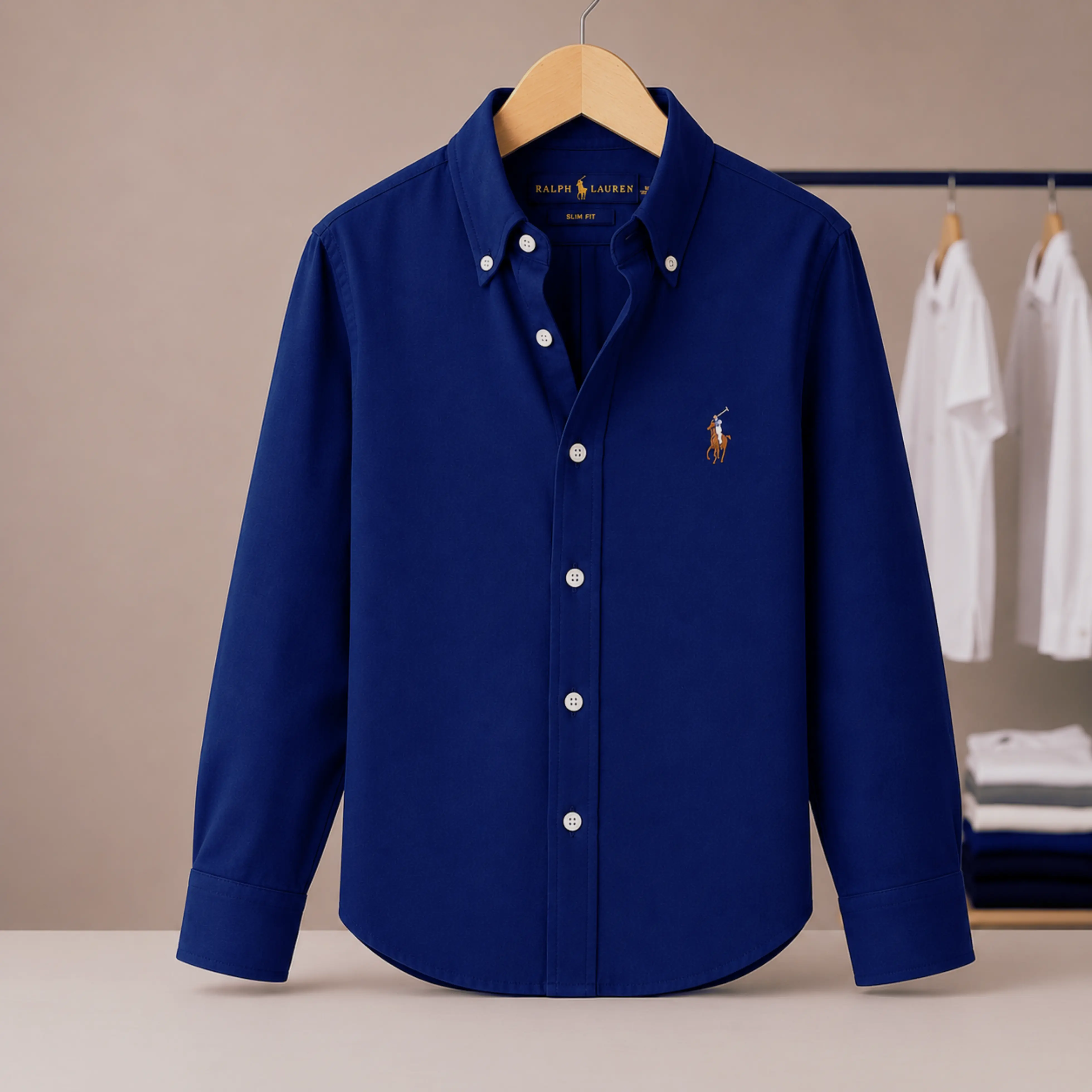Regular Fit Garment-Dyed Oxford Shirt-Navy Blue