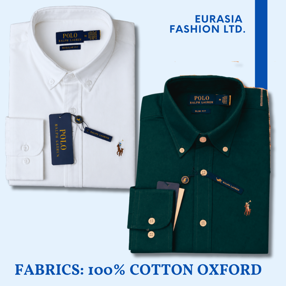 2 Pes Combo - Regular Fit Garment-Dyed Oxford Shirt- White / Green