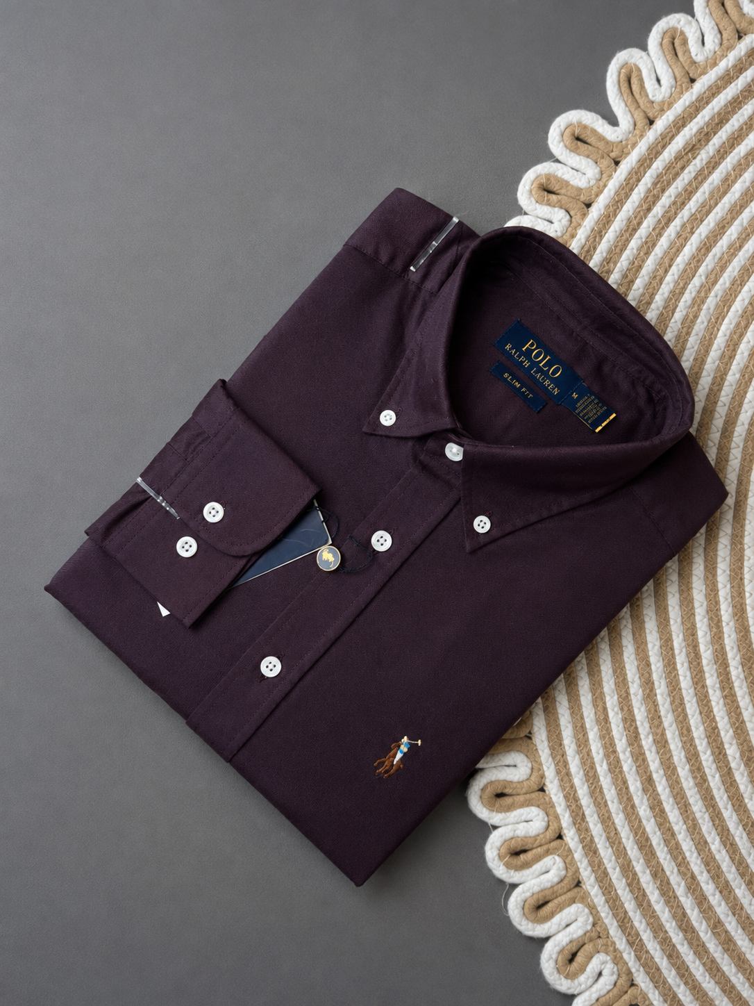 Regular Fit Garment-Dyed Oxford Shirt-Maroon