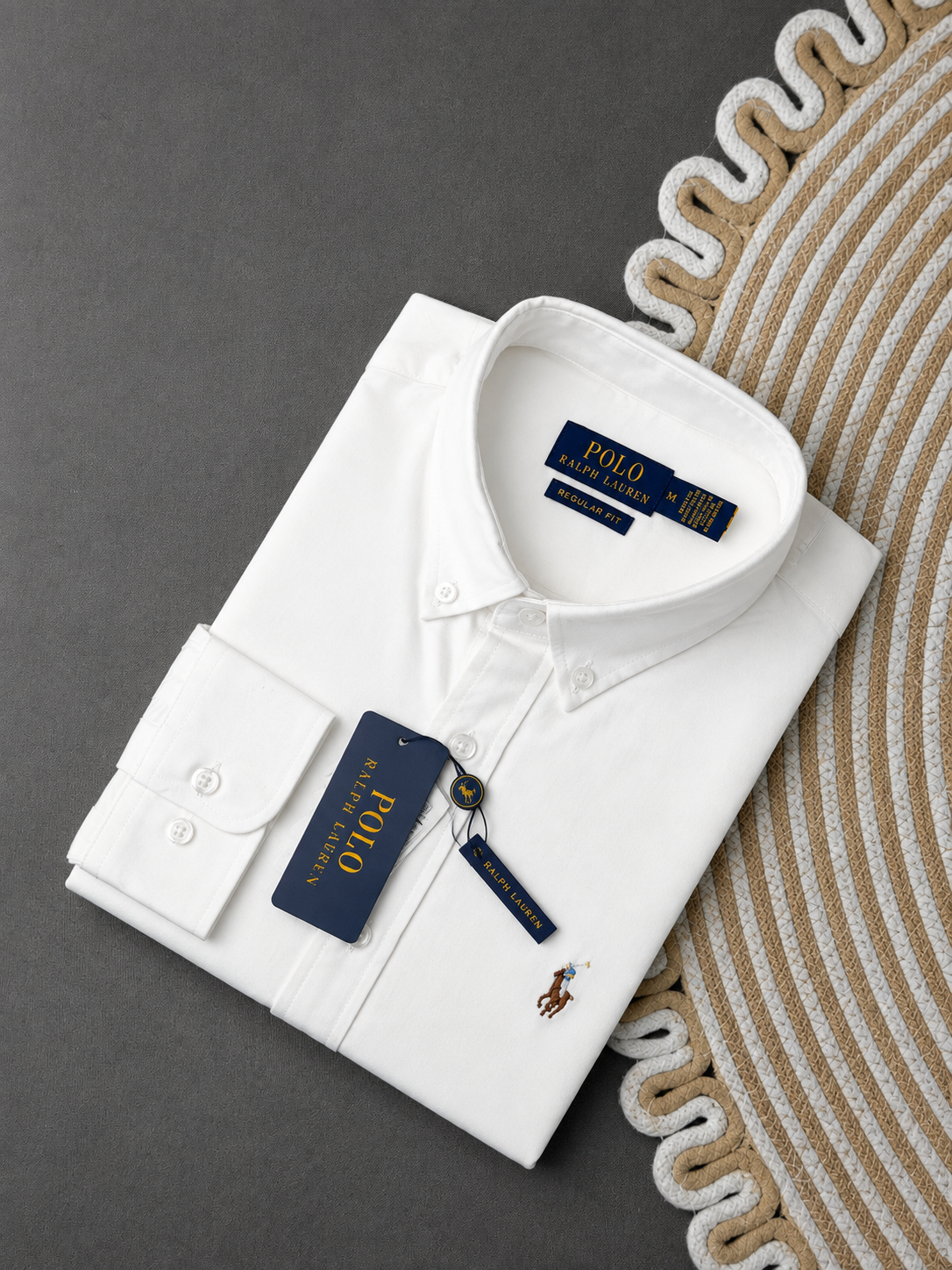 Regular Fit Garment-Dyed Oxford Shirt-White