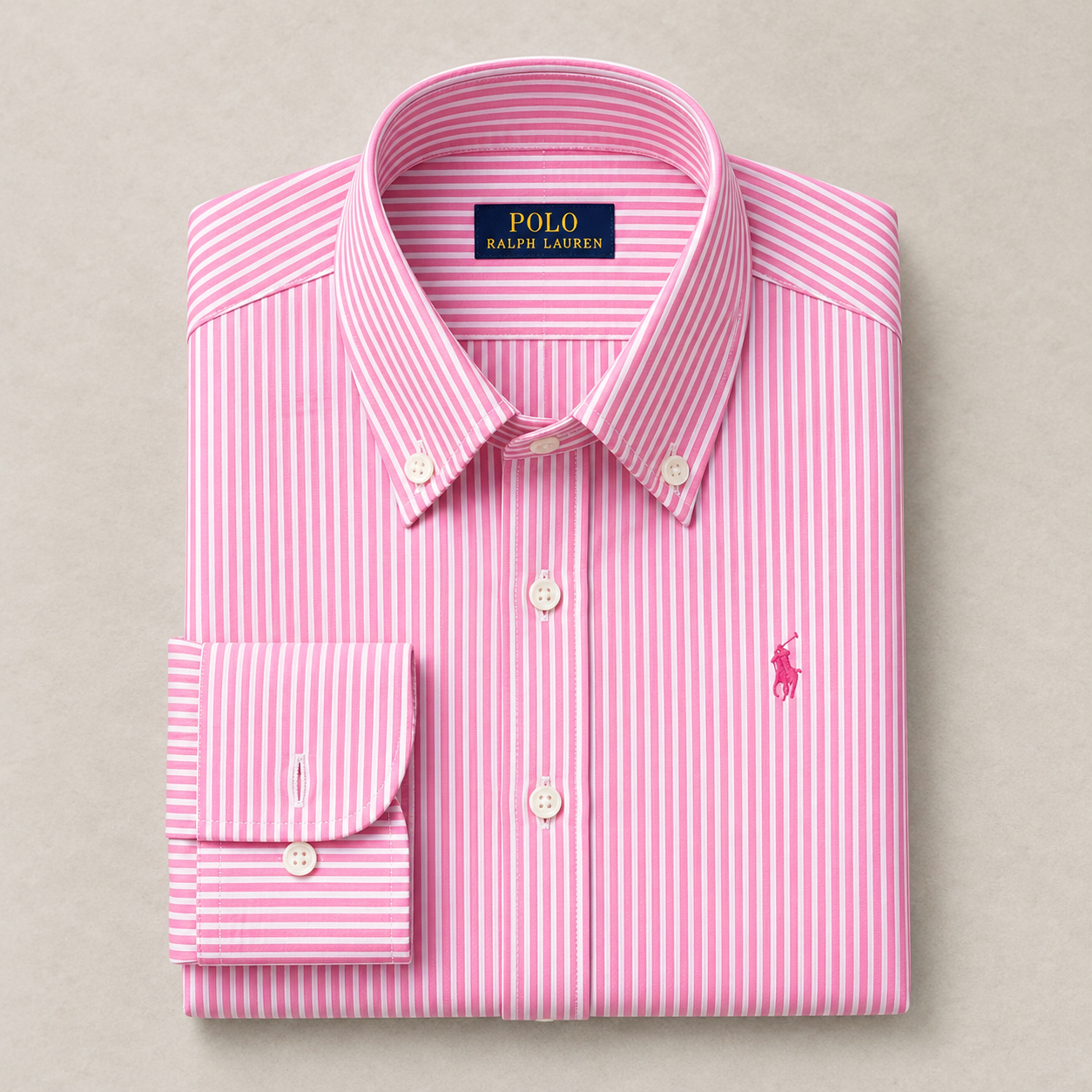 Custom Fit Striped Stretch Poplin Shirt (Colour: Carmel Pink/White)