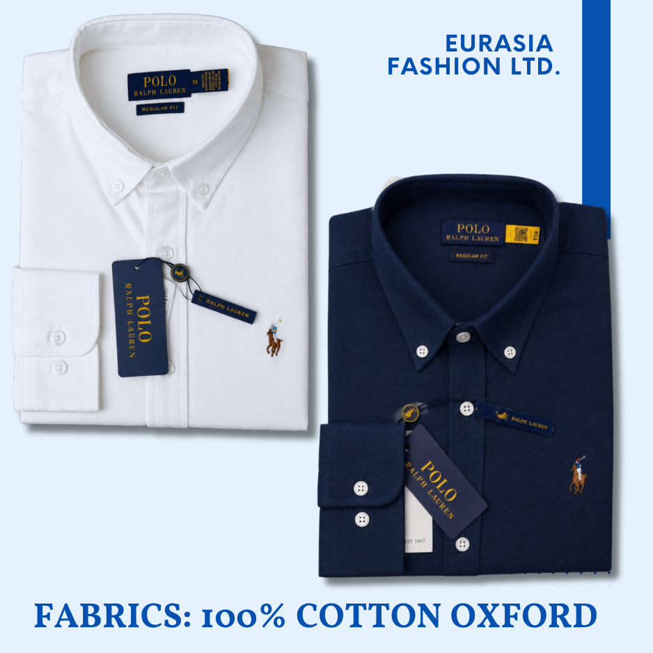2 Pes Combo - Regular Fit Garment-Dyed Oxford Shirt- White / Navy Blue