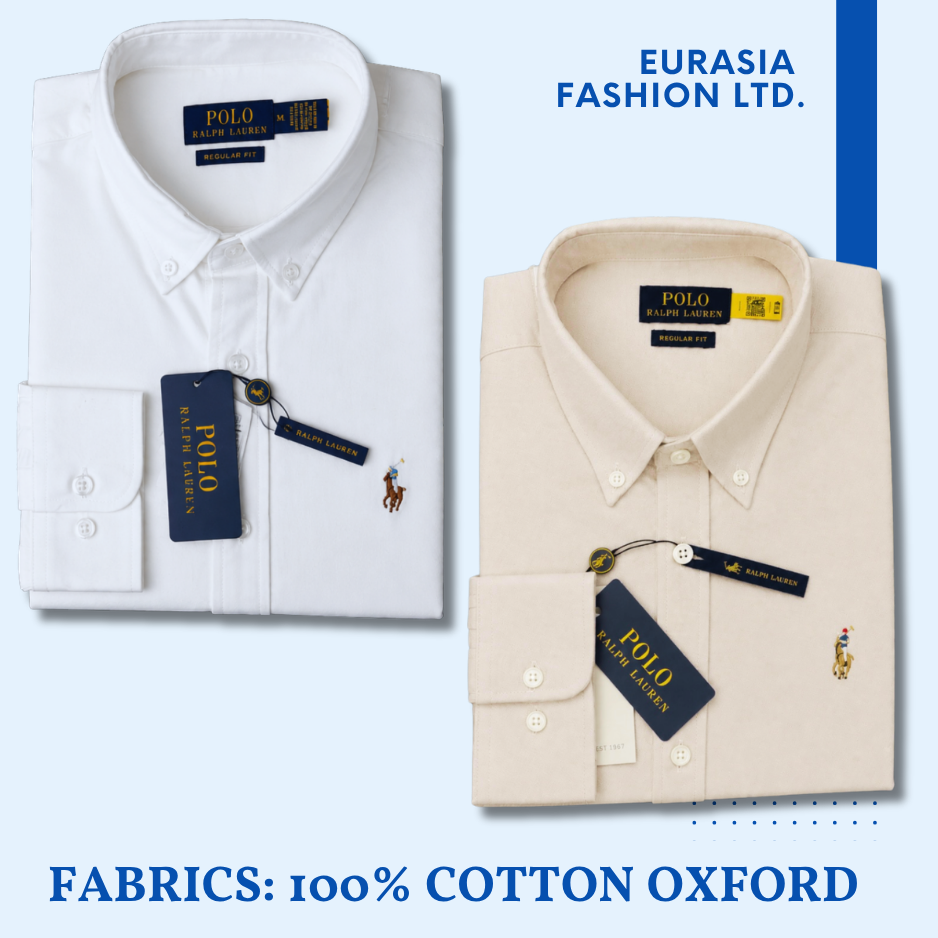 2 Pes Combo - Regular Fit Garment-Dyed Oxford Shirt- White / Beige