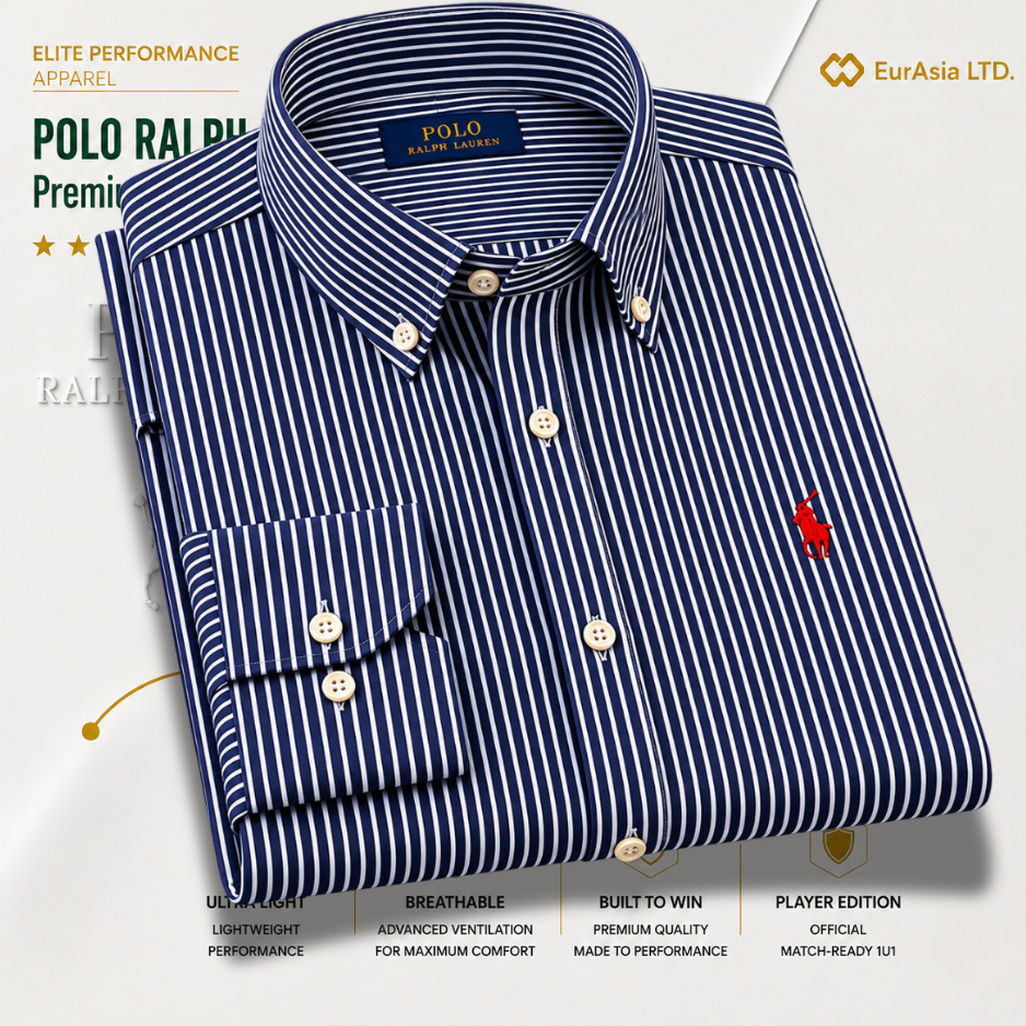 Custom Fit Striped Stretch Poplin Shirt (Colour: Newport Navy/White)