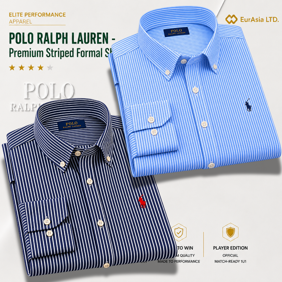 2 Pes Combo-Custom Fit Striped Stretch Poplin Shirt (Colour: Light Navy/Blue)