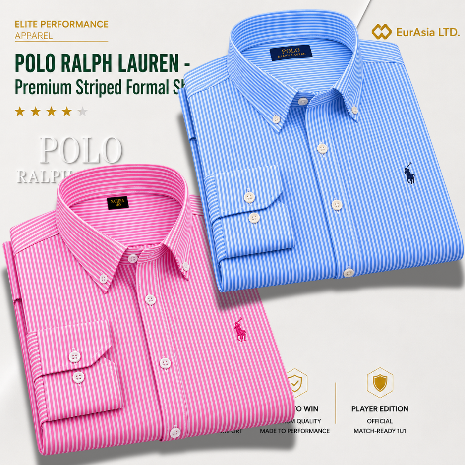 2 Pes Combo- Custom Fit Striped Stretch Poplin Shirt (Colour: Light Pink/Blue)