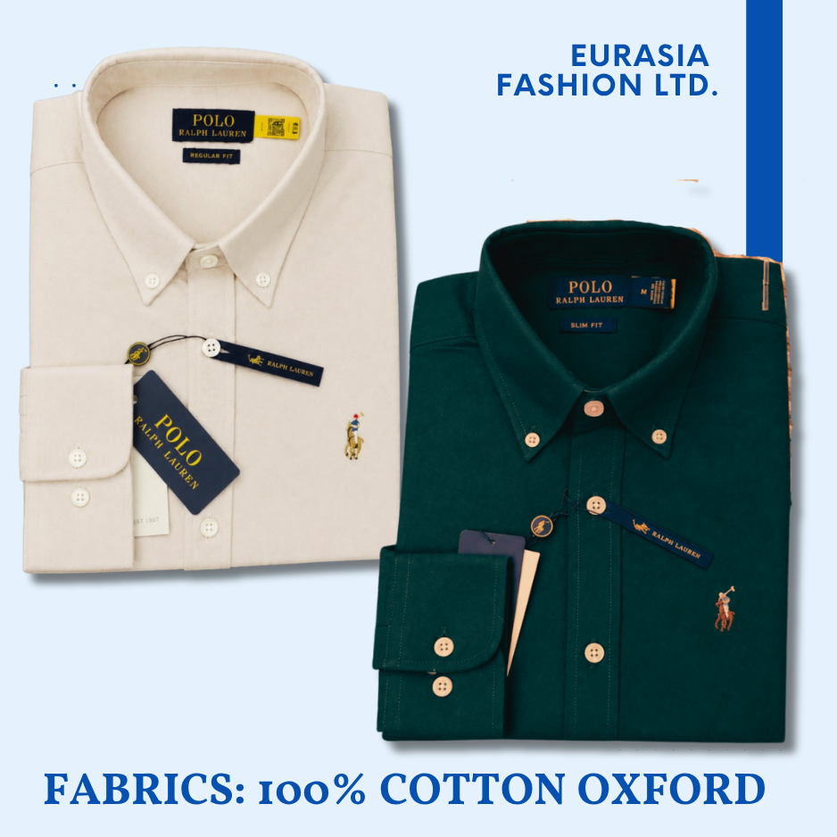 2 Pes Combo - Regular Fit Garment-Dyed Oxford Shirt-Beige/ Green