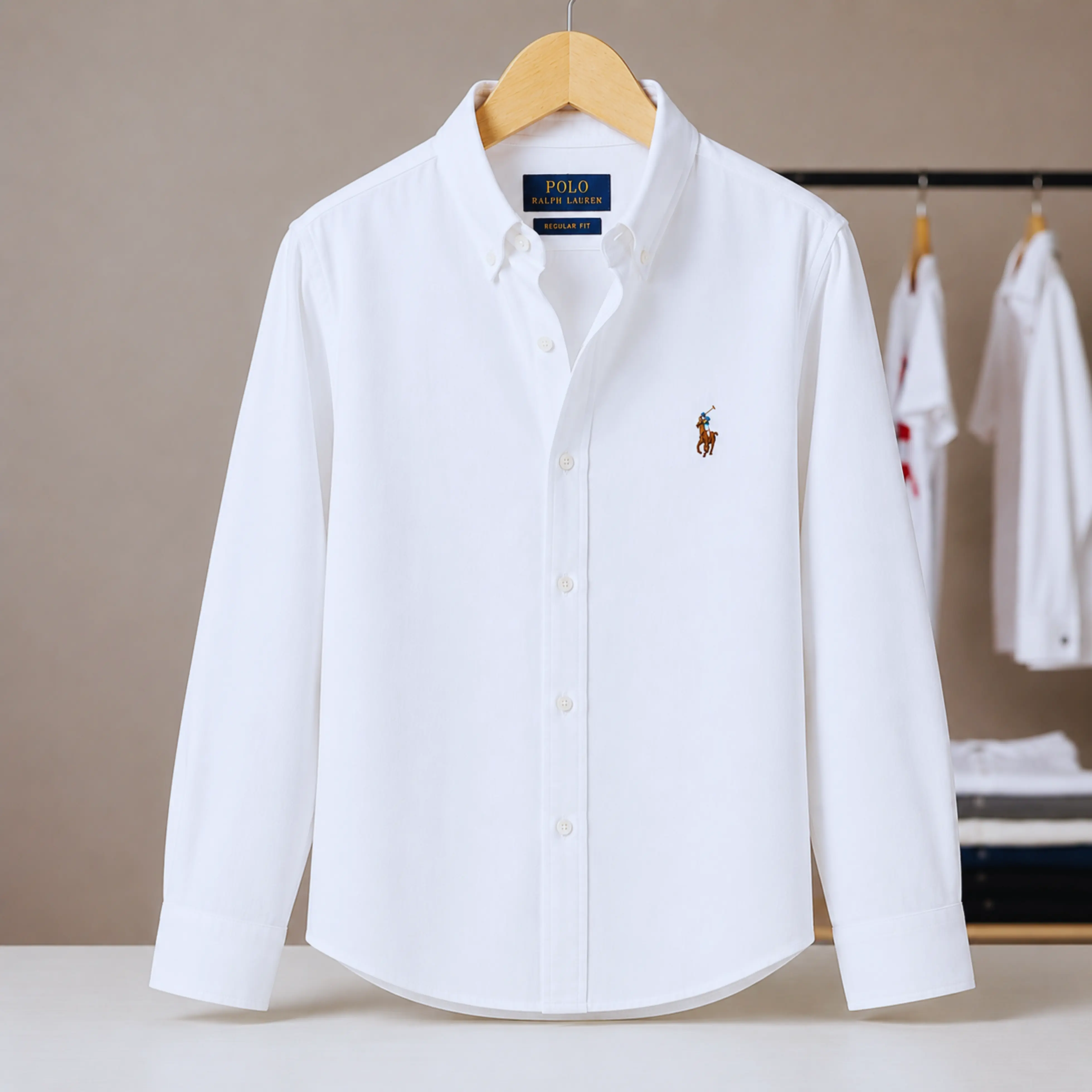 Regular Fit Garment-Dyed Oxford Shirt-White