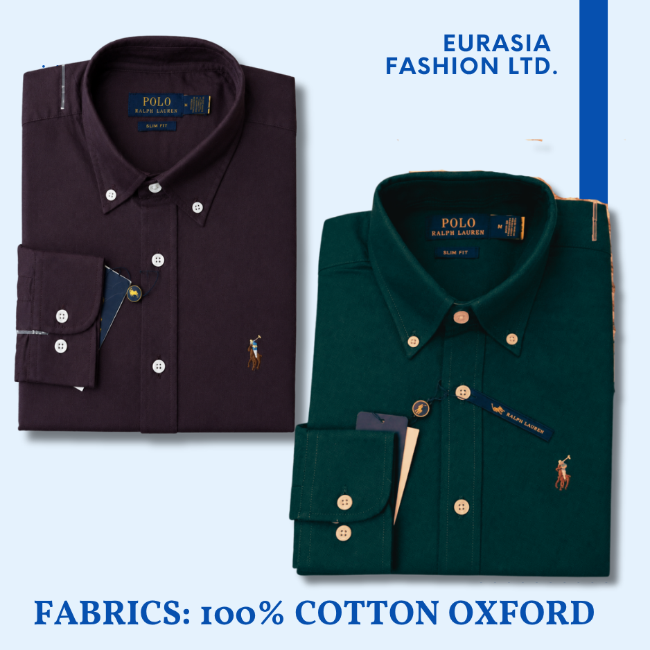 2 Pes Combo - Regular Fit Garment-Dyed Oxford Shirt-Maroon/ Green