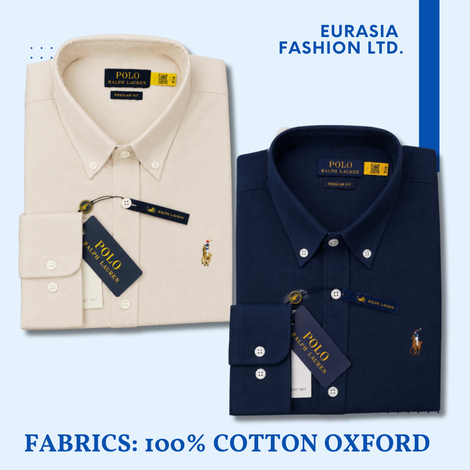 2 Pes Combo - Regular Fit Garment-Dyed Oxford Shirt-Navy Blue / Beige