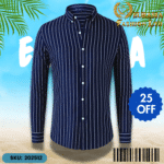 Mens Striped Shirt Business Casual Long Sleeve Shirt Korean Style Slim Mens Shirt