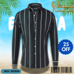 Mens Striped Shirt Business Casual Long Sleeve Shirt Korean Style Slim Mens Shirt