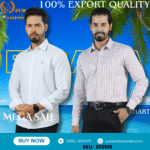 100% Export Quality Men's Striped Business Formal Long Sleeve Shirt (EEU) Style Slim Mens Shirt. (2 PCS)