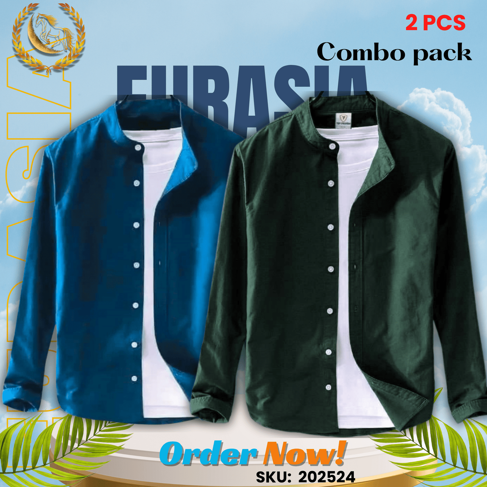 2 PCS (24) 100% Cotton Oxford Long Sleeve Casual Shirt For Men’s (Only Shirt), Combo Pack 2 PCS - Image 1