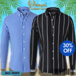Mens Striped Shirt Business Casual Long Sleeve Shirt Korean Style Slim Mens Shirt