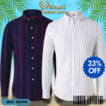 Mens Striped Shirt Business Casual Long Sleeve Shirt Korean Style Slim Mens Shirt