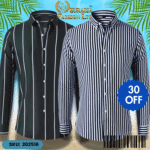 Mens Striped Shirt Business Casual Long Sleeve Shirt Korean Style Slim Mens Shirt