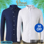 Mens Striped Shirt Business Casual Long Sleeve Shirt Korean Style Slim Mens Shirt