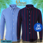 Mens Striped Shirt Business Casual Long Sleeve Shirt Korean Style Slim Mens Shirt