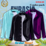 100% Cotton Oxford Long Sleeve Casual Shirt For Men’s (Only Shirt), Combo Pack 3 PCS