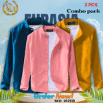 100% Cotton Oxford Long Sleeve Casual Shirt For Men’s (Only Shirt), Combo Pack 3 PCS