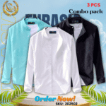 100% Cotton Oxford Long Sleeve Casual Shirt For Men’s (Only Shirt), Combo Pack 3 PCS