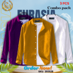 100% Cotton Oxford Long Sleeve Casual Shirt For Men’s (Only Shirt), Combo Pack 3 PCS