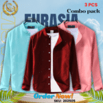 100% Cotton Oxford Long Sleeve Casual Shirt For Men’s (Only Shirt), Combo Pack 3 PCS