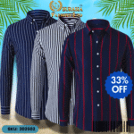 Mens Striped Shirt Business Casual Long Sleeve Shirt Korean Style Slim Mens Shirt