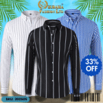 Mens Striped Shirt Business Casual Long Sleeve Shirt Korean Style Slim Mens Shirt