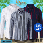 Mens Striped Shirt Business Casual Long Sleeve Shirt Korean Style Slim Mens Shirt