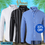 Mens Striped Shirt Business Casual Long Sleeve Shirt Korean Style Slim Mens Shirt