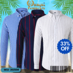 Mens Striped Shirt Business Casual Long Sleeve Shirt Korean Style Slim Mens Shirt