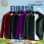 100% Cotton Oxford Long Sleeve Casual Shirt For Men's (Only Shirt), Combo Pack 4 PCS