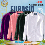100% Cotton Oxford Long Sleeve Casual Shirt For Men's (Only Shirt), Combo Pack 4 PCS