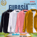 100% Cotton Oxford Long Sleeve Casual Shirt For Men's (Only Shirt), Combo Pack 4 PCS