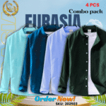 100% Cotton Oxford Long Sleeve Casual Shirt For Men's (Only Shirt), Combo Pack 4 PCS