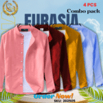 100% Cotton Oxford Long Sleeve Casual Shirt For Men's (Only Shirt), Combo Pack 4 PCS