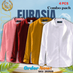 100% Cotton Oxford Long Sleeve Casual Shirt For Men's (Only Shirt), Combo Pack 4 PCS