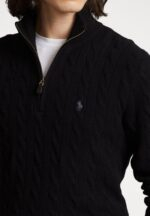 Polo Ralph Lauren Cable-Knit Cotton Quarter-Zip Sweater – Black - Image 3