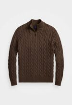 Polo Ralph Lauren Cable-Knit Cotton Quarter-Zip Sweater -Coffec - Image 4