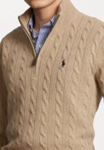 Polo Ralph Lauren Cable-Knit Cotton Quarter-Zip Sweater – Beige - Image 3