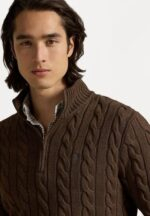 Polo Ralph Lauren Cable-Knit Cotton Quarter-Zip Sweater -Coffec - Image 3